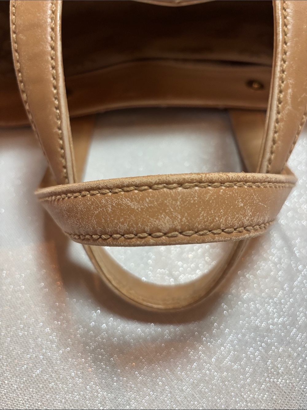 CHANEL Quilted Top-Handle Satchel in Camel Brown with Gold CC - Picture 3 of 7